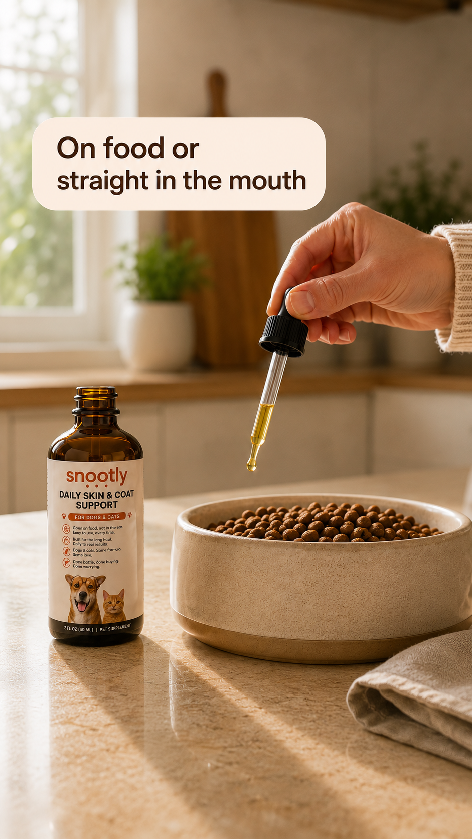 Snootly Daily Skin & Coat Support — Drops for Dogs & Cats, 60ml