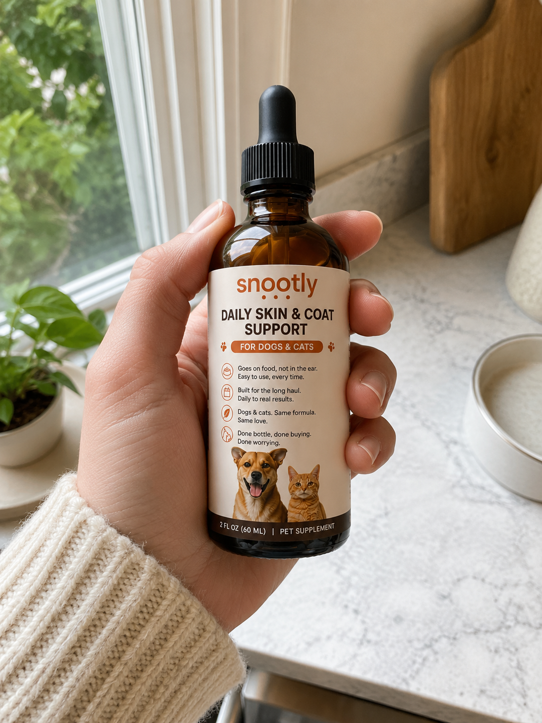 Snootly Daily Skin & Coat Support — Drops for Dogs & Cats, 60ml